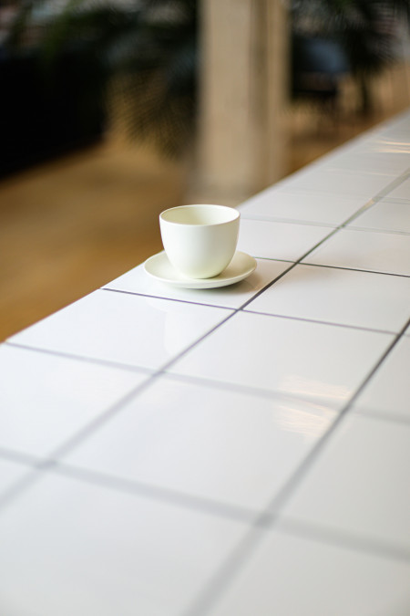 Tasse et soucoupe Kinto "Pebble" blanche